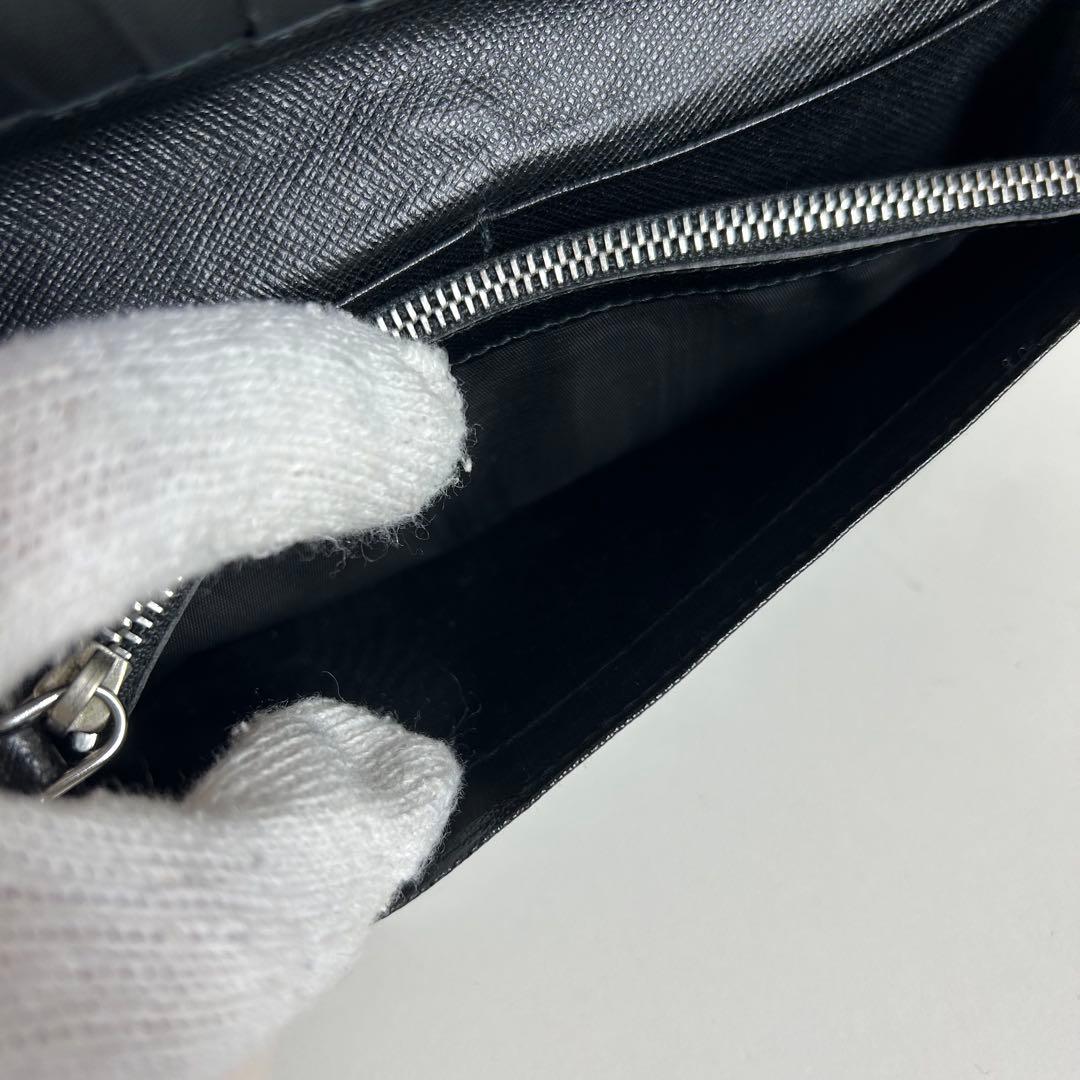 PRADAトライアングルロゴ 長財布 サフィアーノレザー ブラック