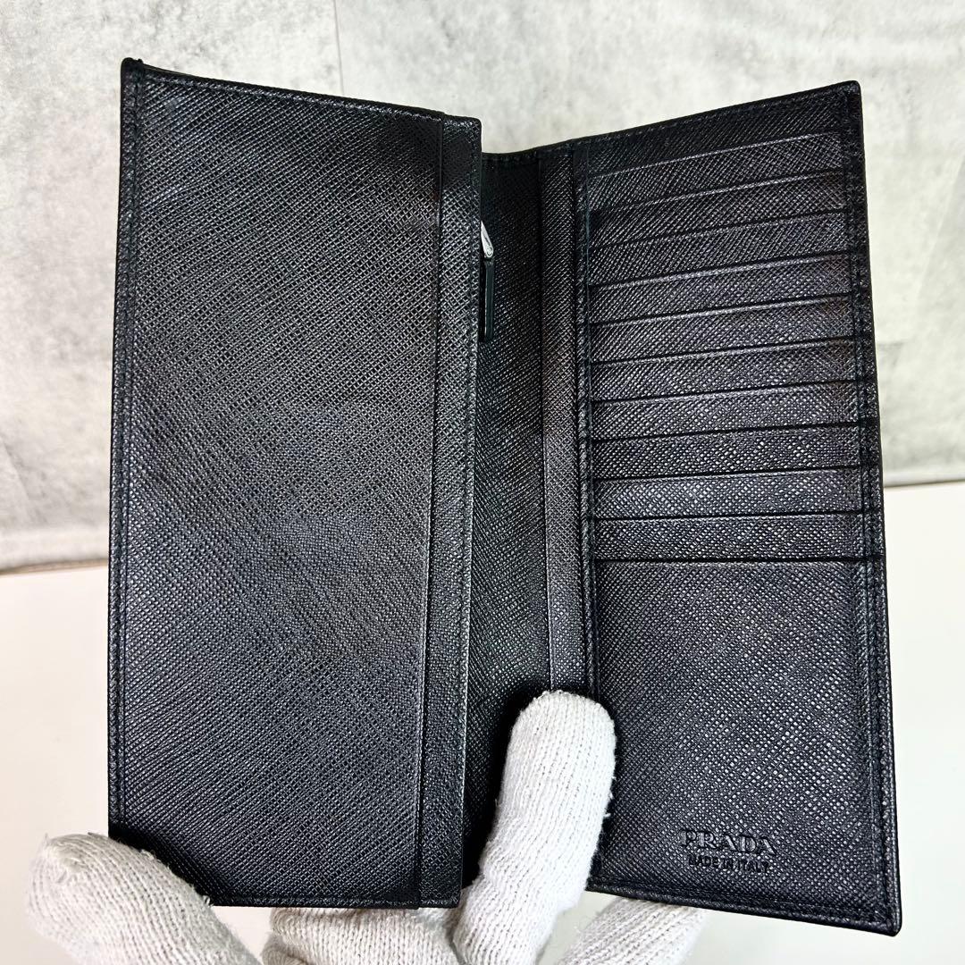 PRADAトライアングルロゴ 長財布 サフィアーノレザー ブラック