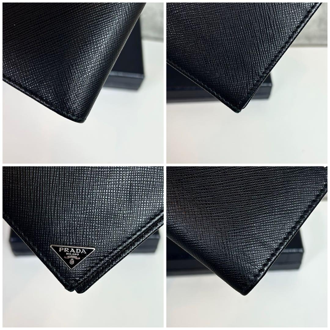 PRADAトライアングルロゴ 長財布 サフィアーノレザー ブラック