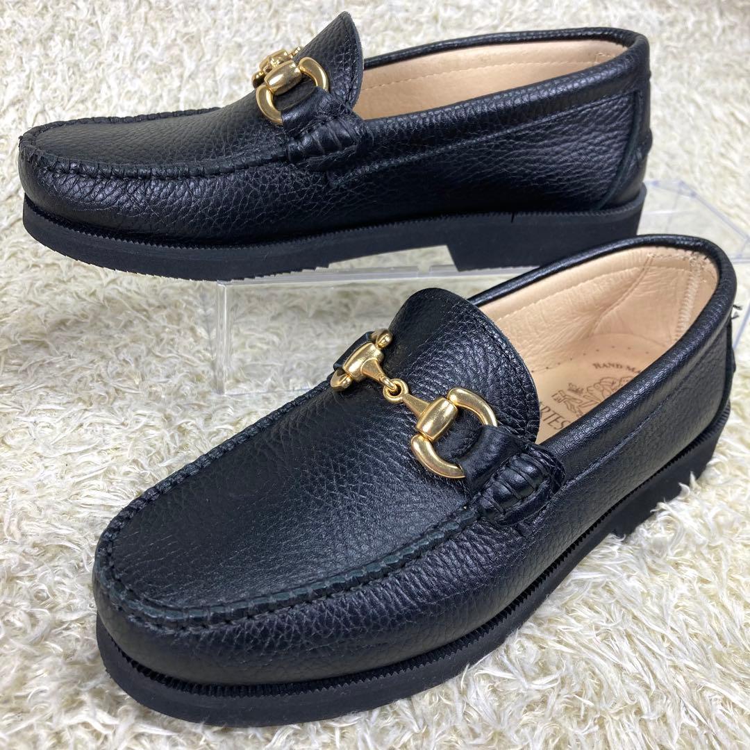 『未使用級』アルテサノス ビットローファー シボ革 ブラック レザー 黒 23