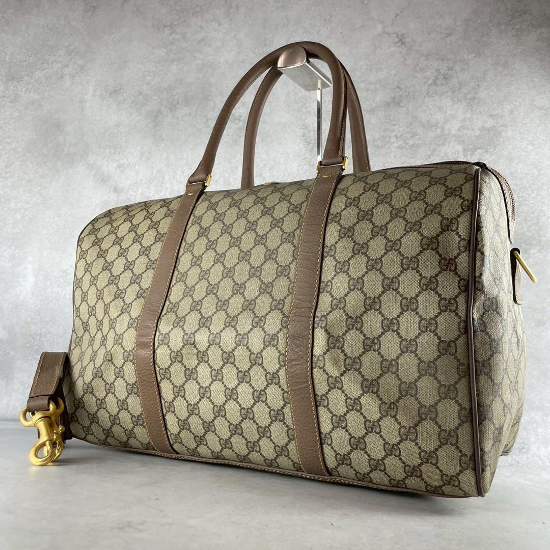 希少 美品 グッチ 2way ボストンバック GGスプリーム PVC レザー