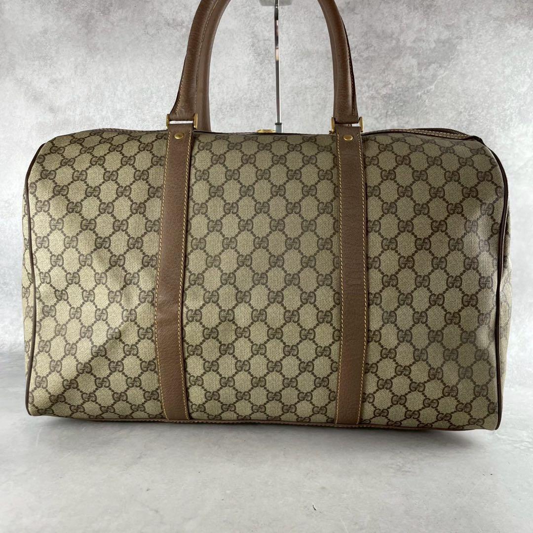 希少 美品 グッチ 2way ボストンバック GGスプリーム PVC レザー