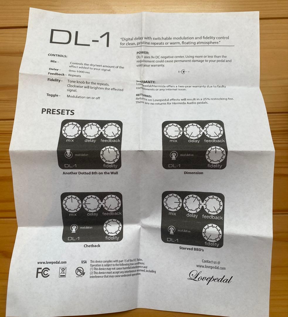 Lovepedal DL-1 ディレイエフェクター