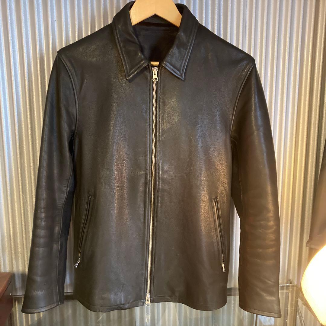 ディッキーズ　ブラックレザーシングルライダースジャケット
