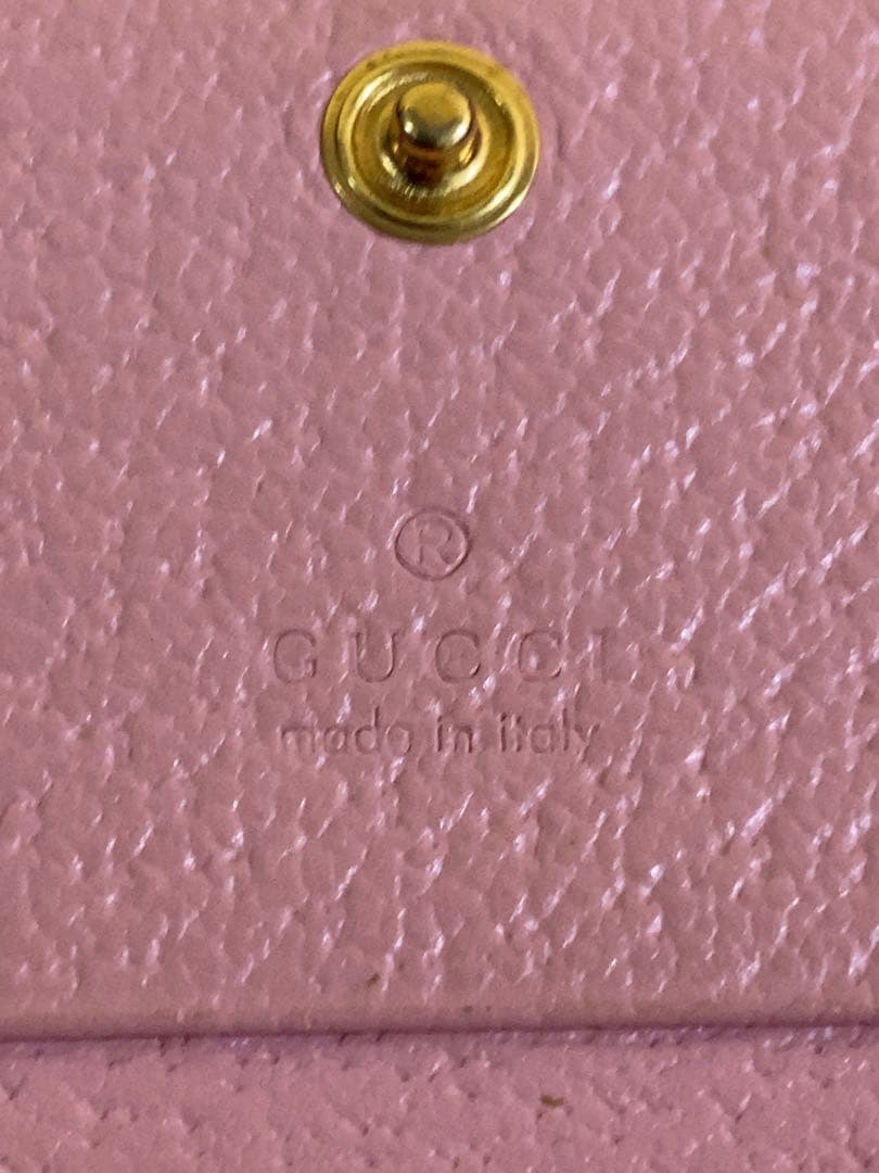 グッチ　456126　レザー　GGマーモント　さくらんぼ　イチゴ　折り財布