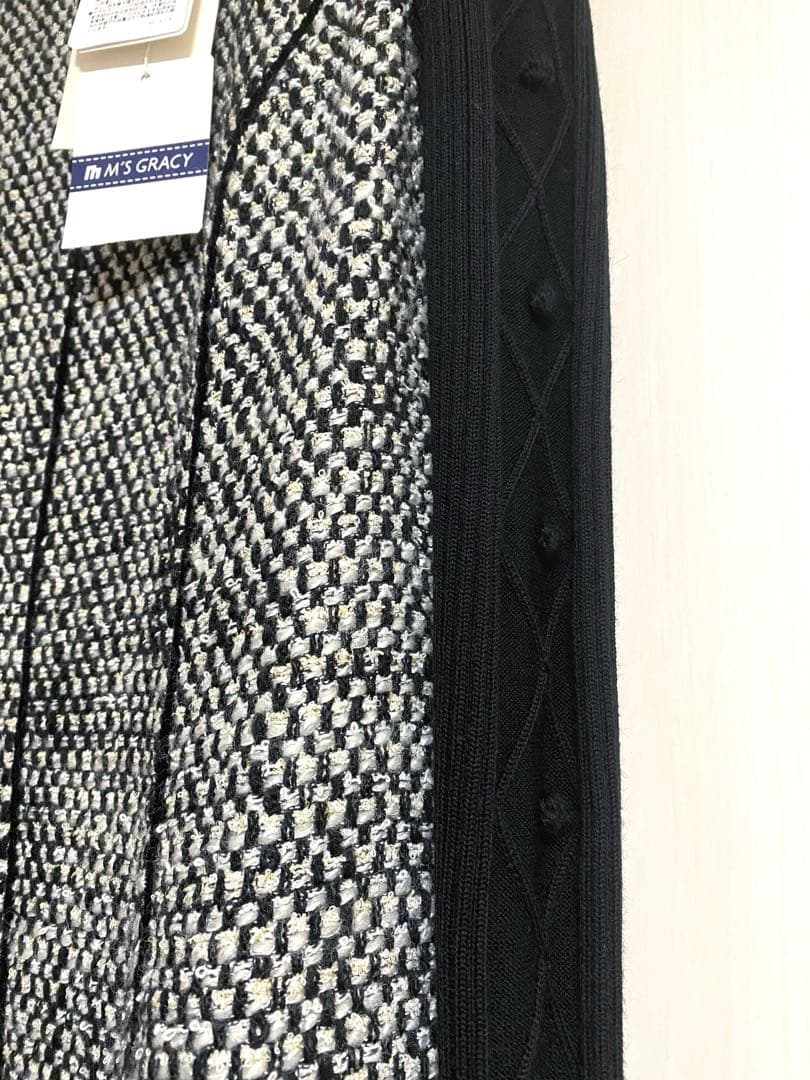 未使用☆エムズグレイシーワンピース 38 ニット ツィード スカラップ カタログ