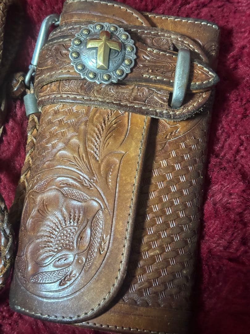 ALZUNI 手彫りバスケットカービングウォレット バイカーズウォレットセット！