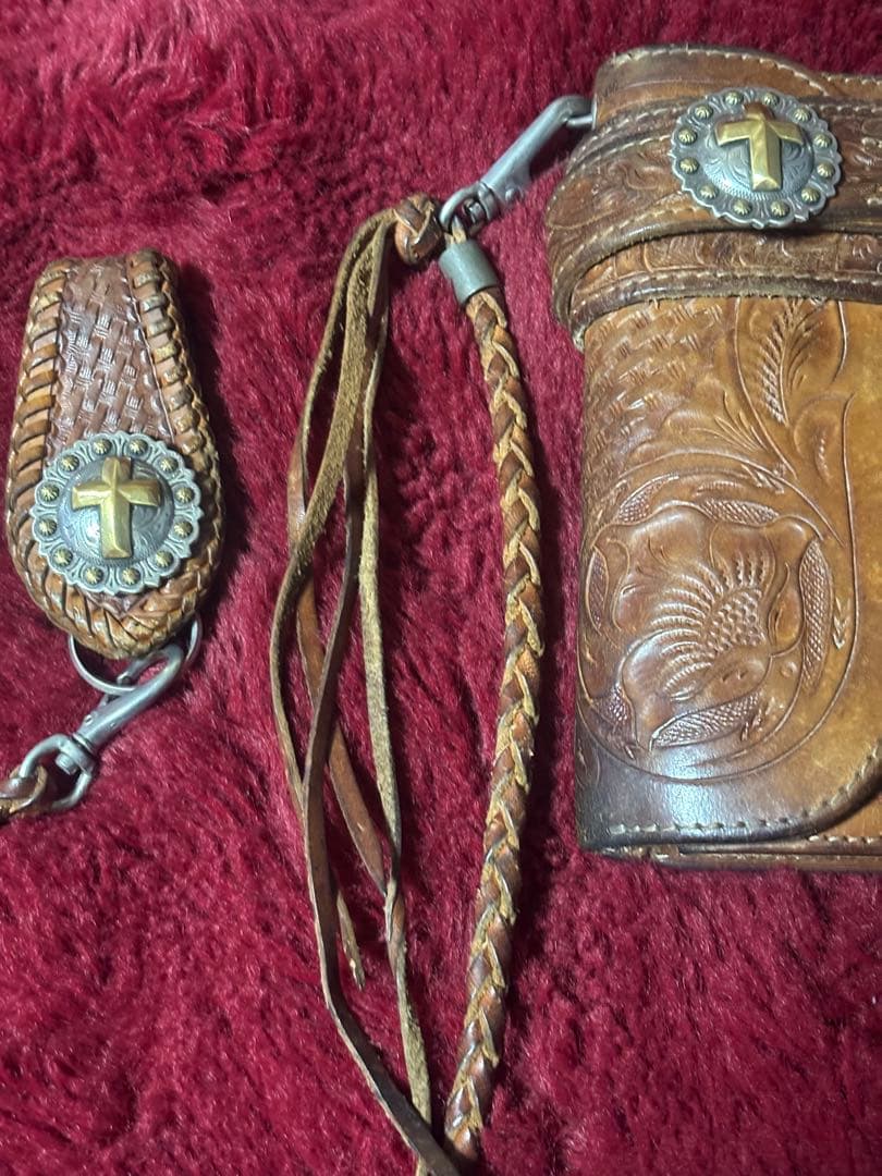 ALZUNI 手彫りバスケットカービングウォレット バイカーズウォレットセット！