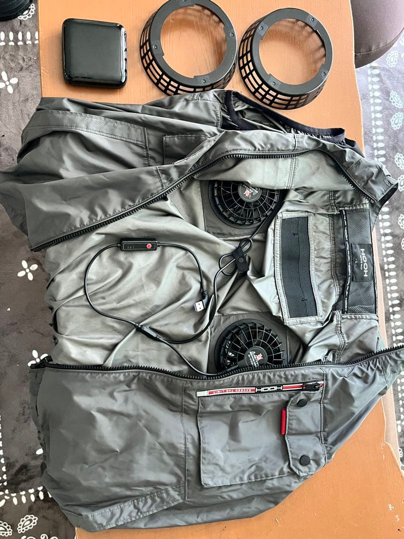 ミドルファンドベスト グレー ファン付き 空調服 空調ベスト バッテリーセット