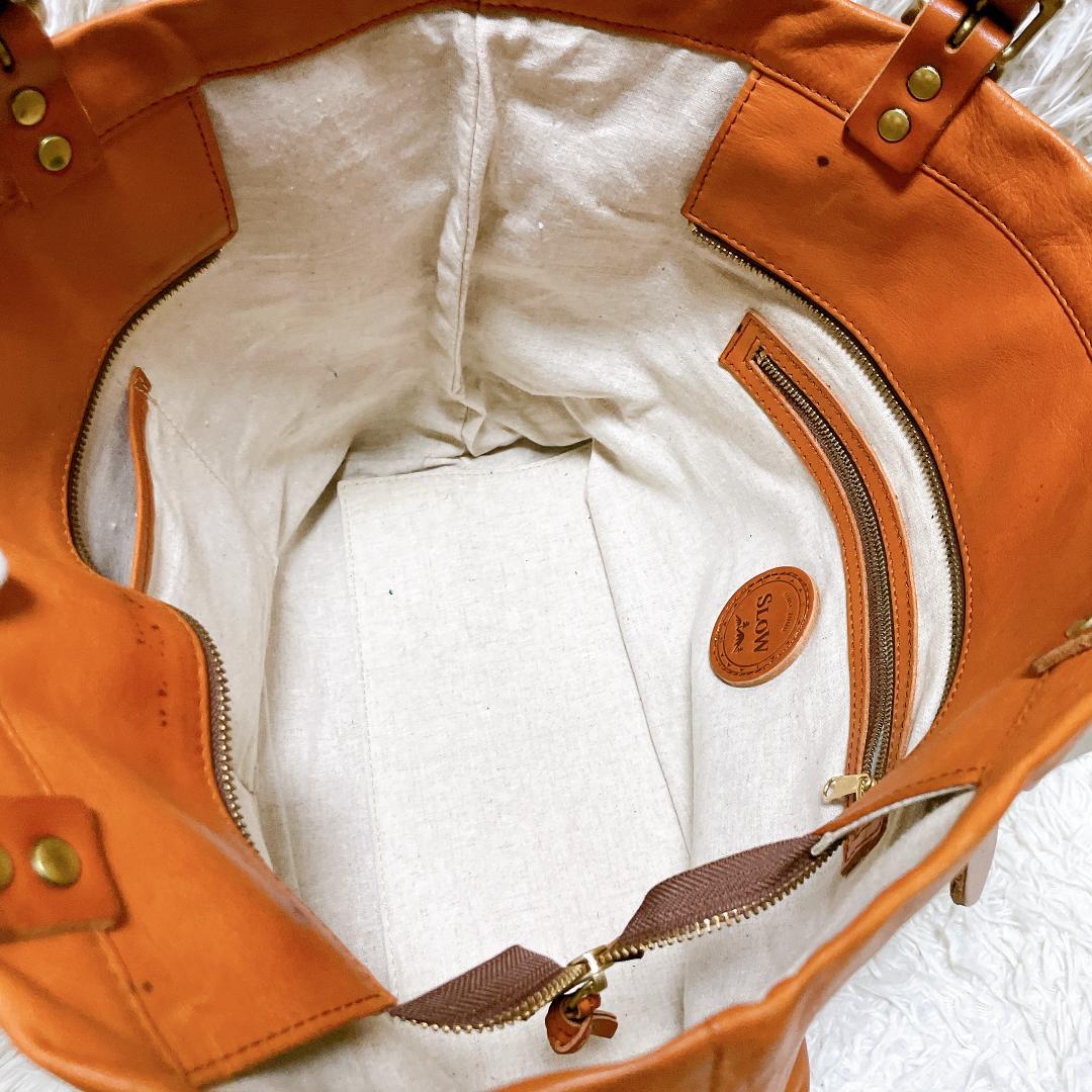 SLOW rubono 牛ヌメ革 栃木レザー トートバッグ A4サイズ ブラウン