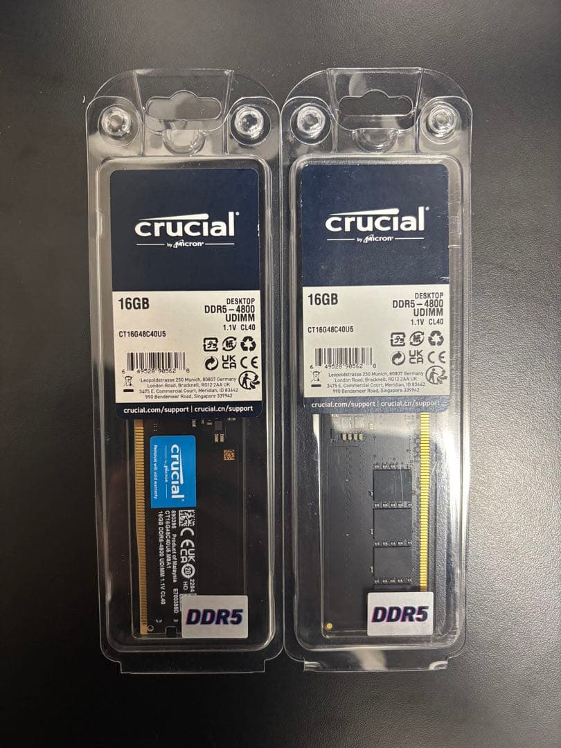 Crucial DDR5 メモリ （16GB×2） 動作確認済み