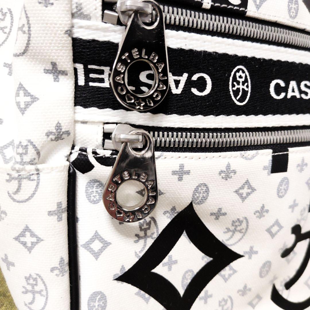 カステルバジャック モノグラム ハンドバッグ 白×黒 多収納 希少