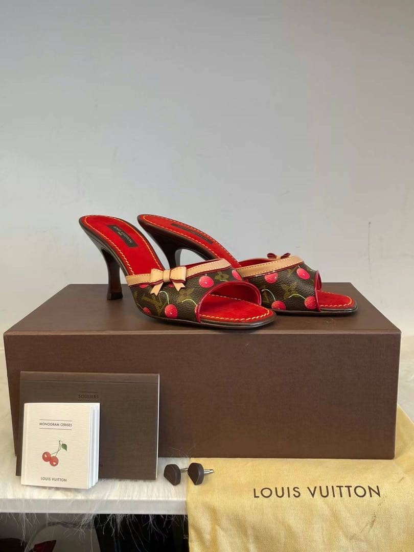 ルイヴィトン 村上隆　チェリー　ミュール モノグラム ほぼ未使用　36