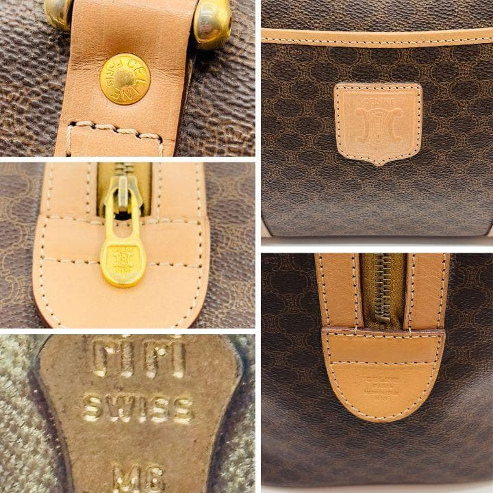 極美品✨️セリーヌ ボストンバッグ トリオンフ マカダム ブラウン レザー 本革