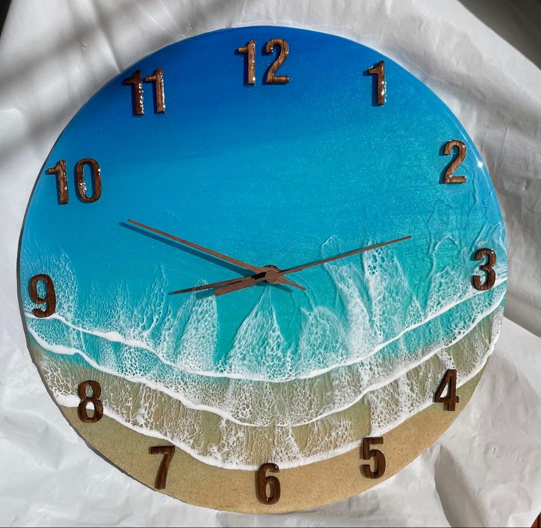 直径35㎝　ビッグサイズ　オーシャンレジン時計　海アート　新築祝い　ギフト