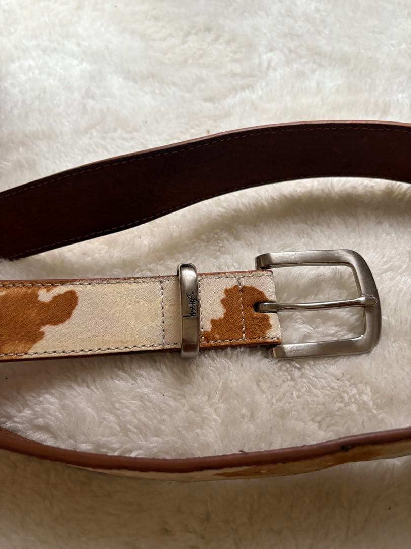 Stussy カウ柄レザーベルト