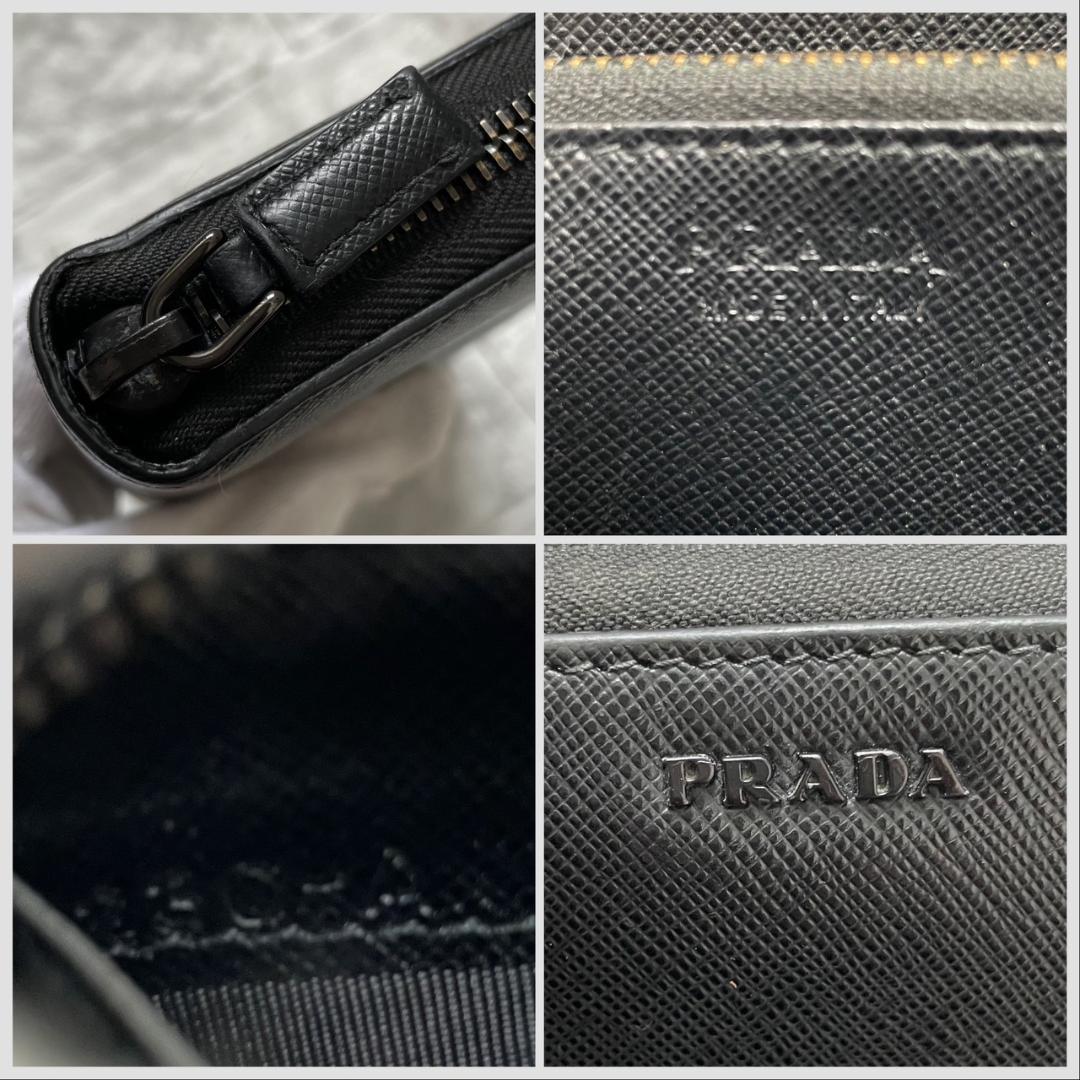 極美品✨プラダ　長財布　サフィアーノ　メタルロゴ　バイカラー　ブラック