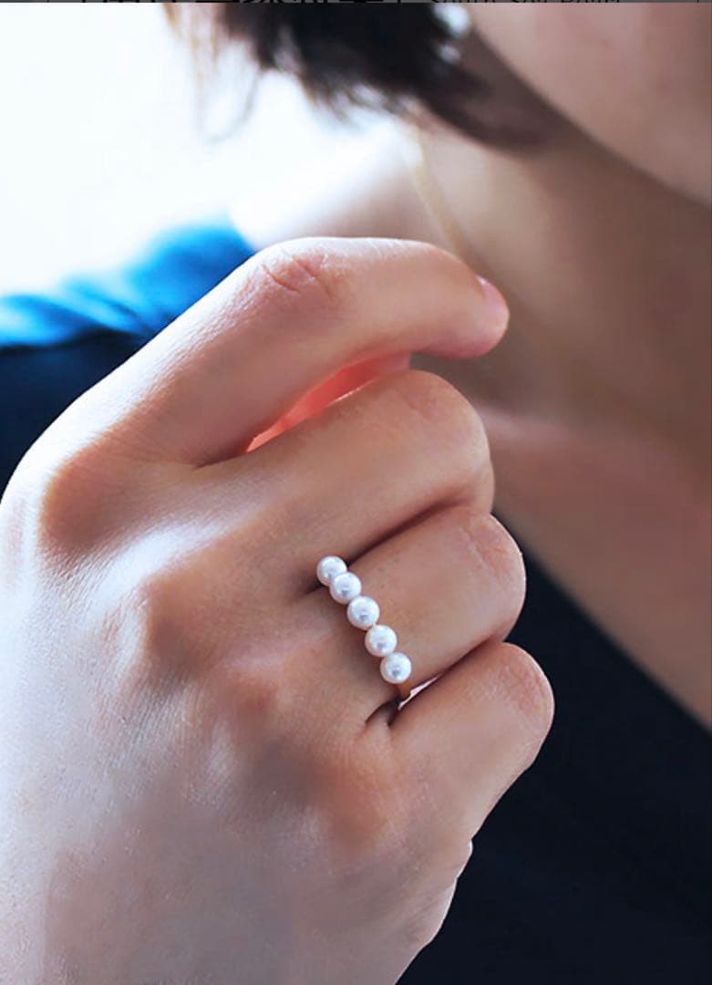 パール優美　あこや真珠　ベビーパール　リング　K18 WG 13号　箱付