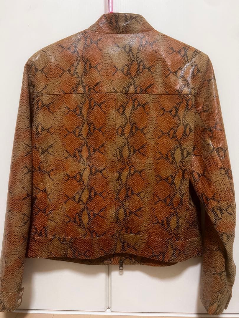 パイソン　レザージャケット　ヴィンテージ　ダブルジップ　メンズ