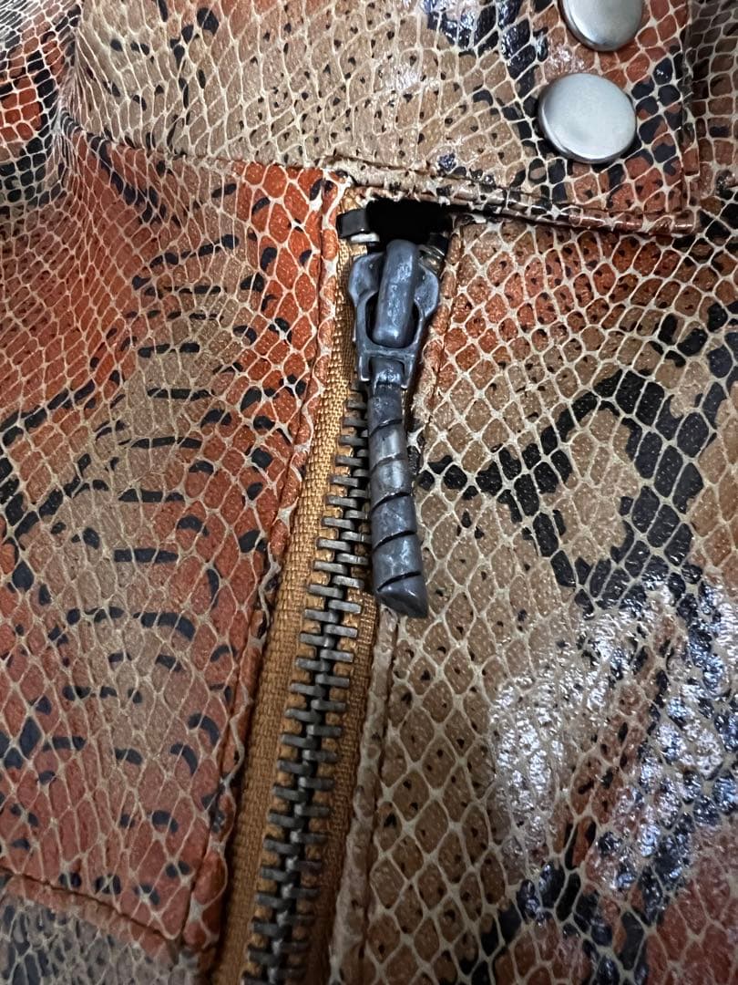 パイソン　レザージャケット　ヴィンテージ　ダブルジップ　メンズ