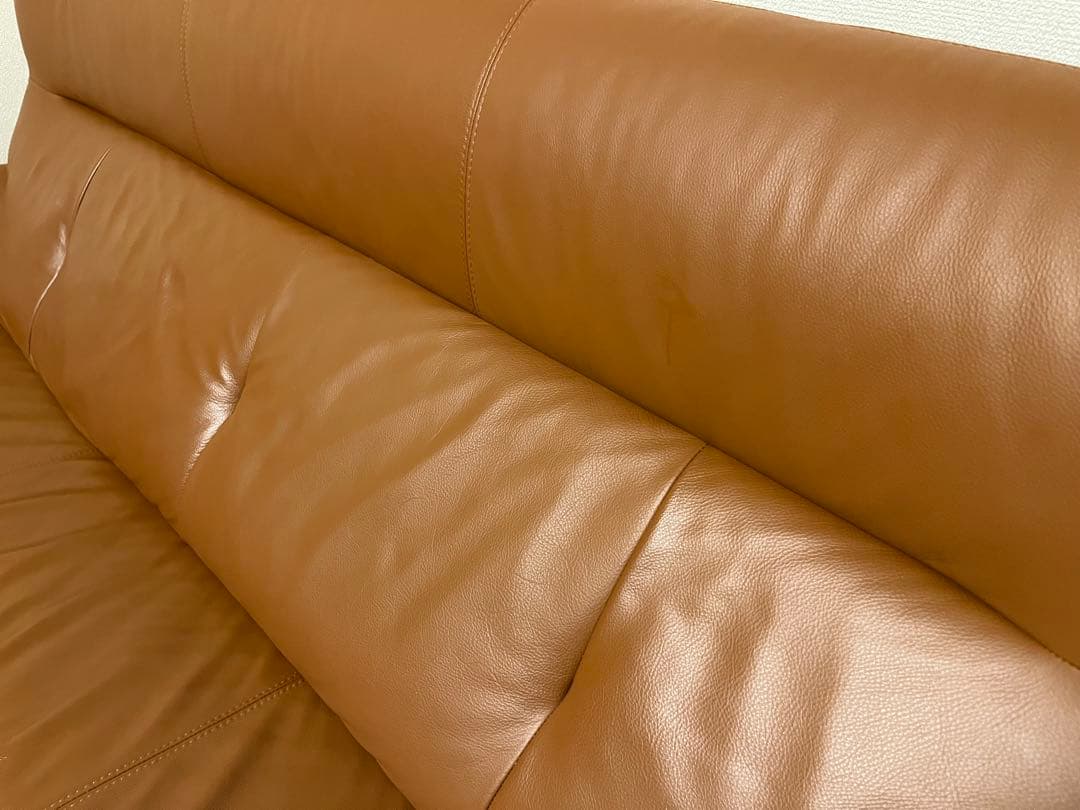 インターリバックス 馬場家具 ソファ 三人掛け ブラウン 本革 レザー