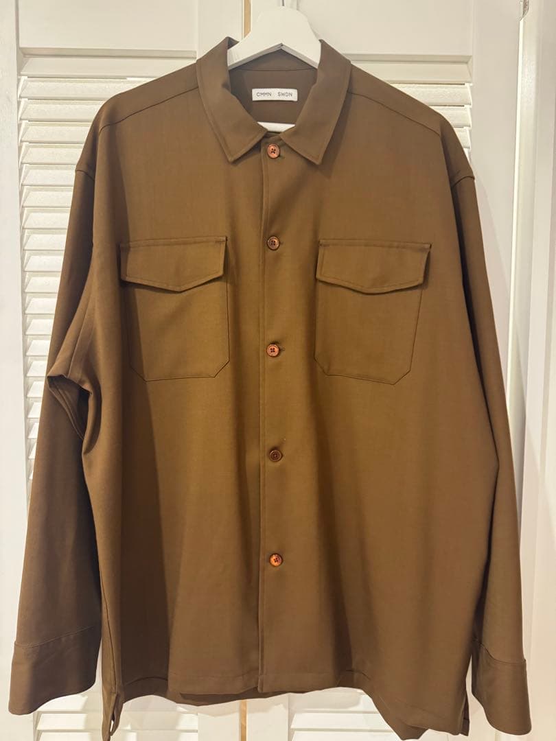 【美品】CMMN SWDN コモンスウェーデン ウール CPO シャツ 48 茶