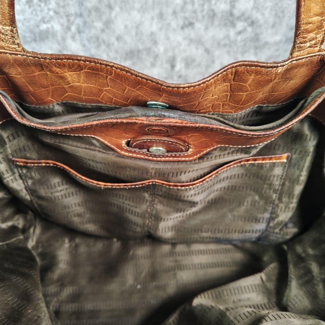 aniary アニアリ クロコ型押し レザートートバッグ ブラウン A4収納可