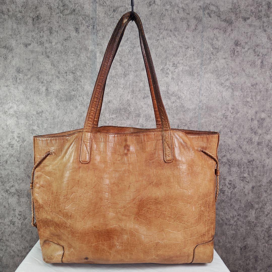 aniary アニアリ クロコ型押し レザートートバッグ ブラウン A4収納可