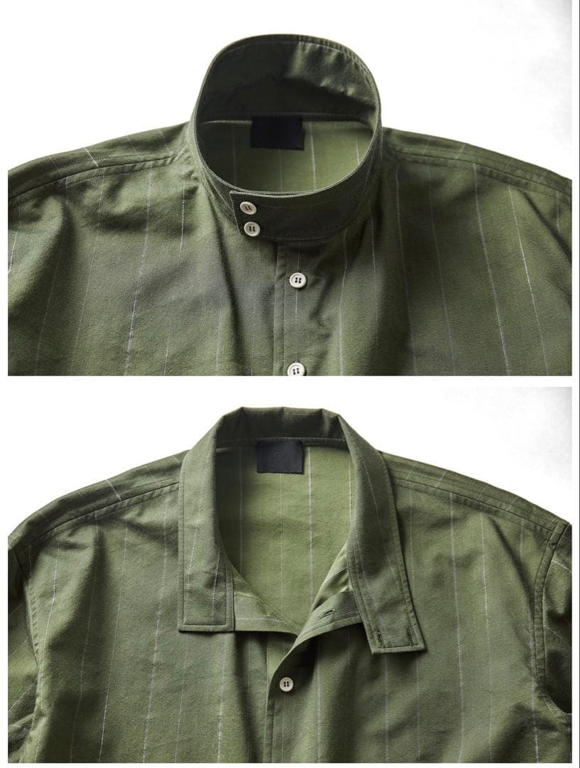 山内 23SS コットンキュプラ・ランダムストライプシャツ