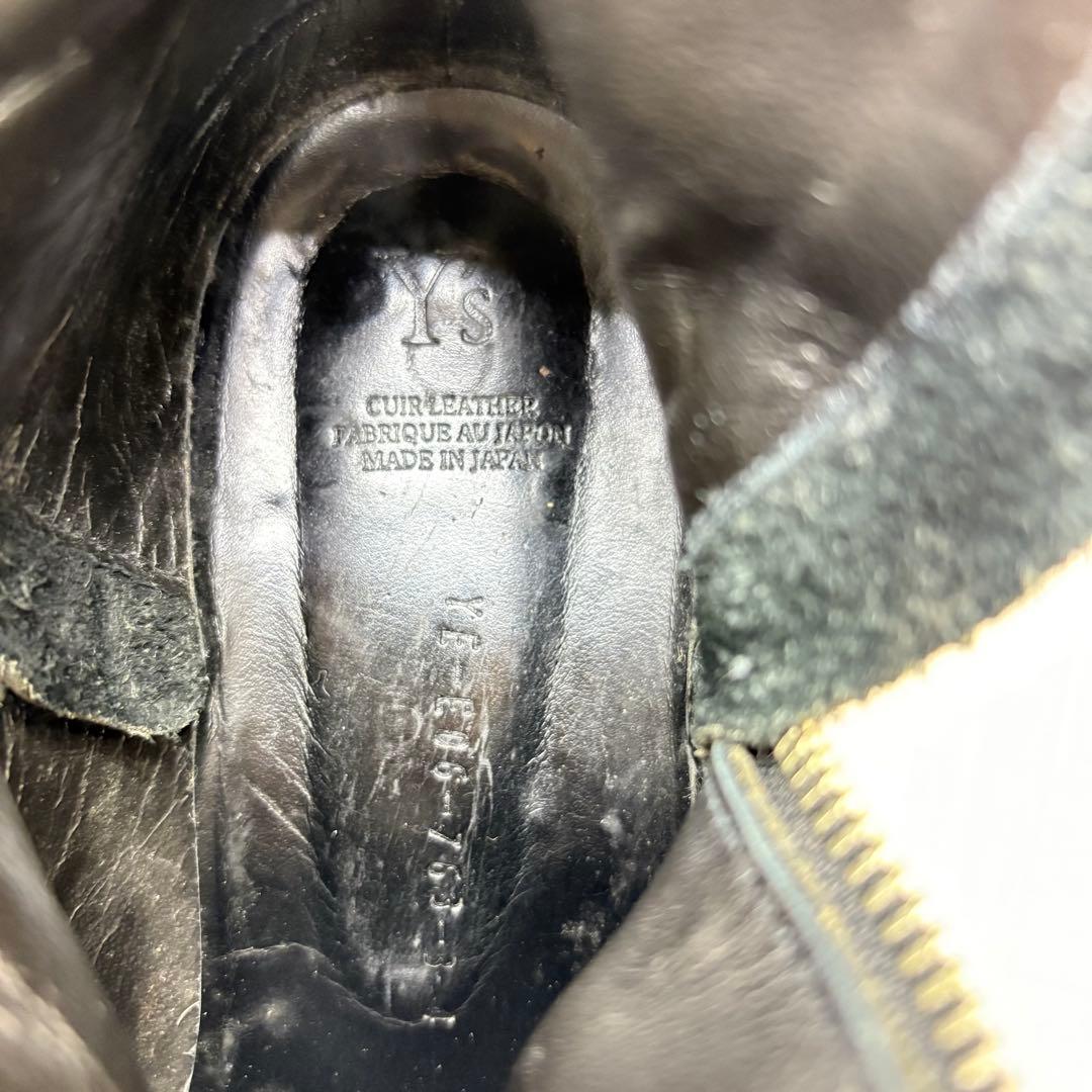 ■ Y's ワイズ サイドジップ ストラップ レザーブーツ ロングブーツ