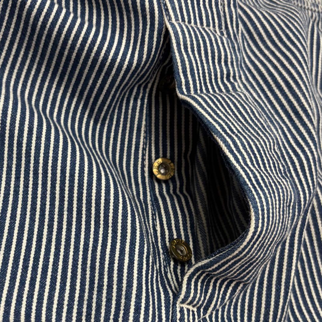 美品 リー インディゴ ヒッコリー ストライプ 柄 デニム オーバーオール