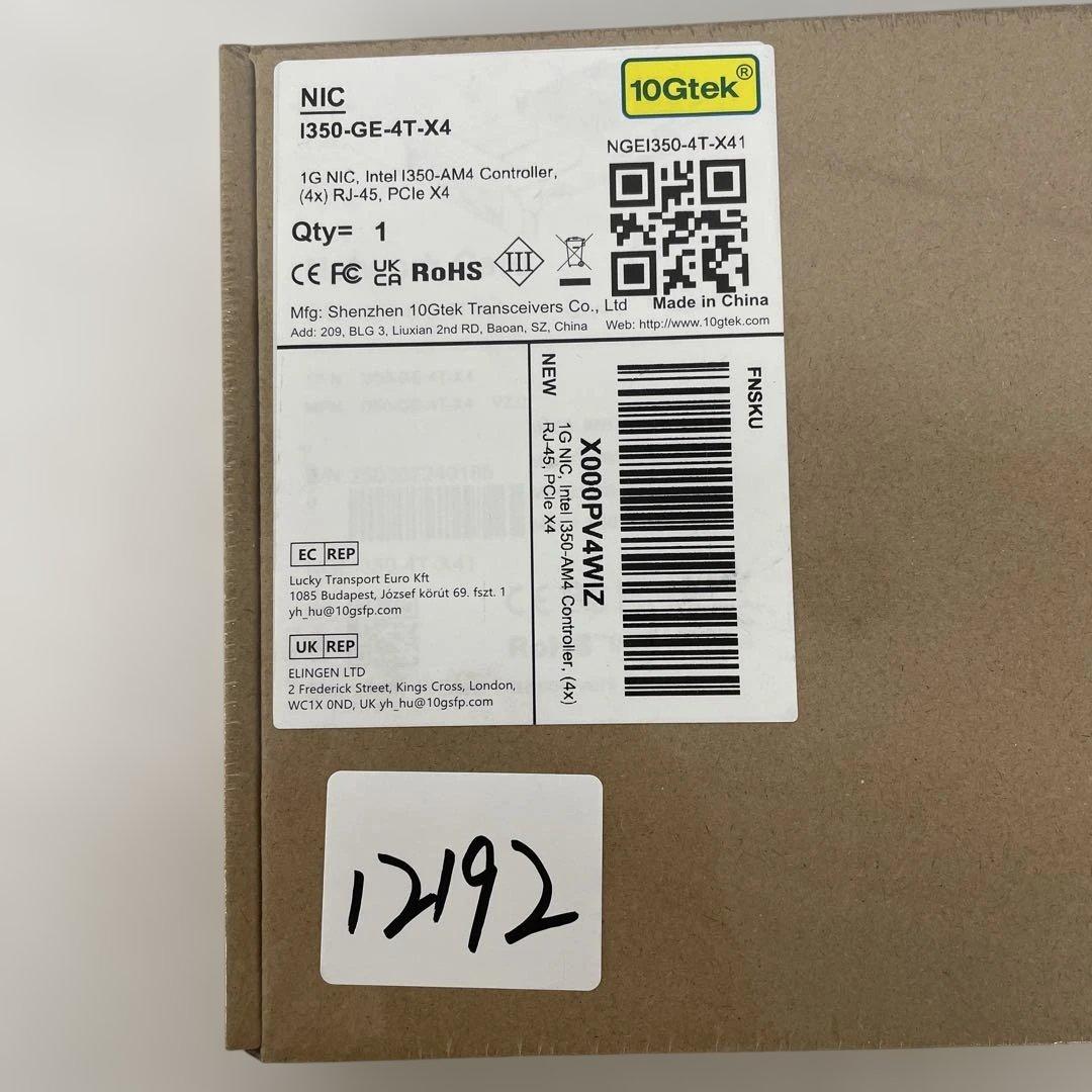拡張カード 12192 10Gtek Intel I350 4-RJ-45