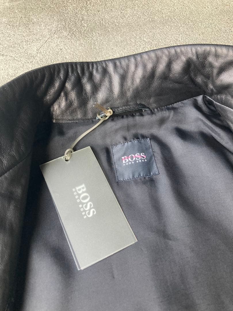 【美品】HUGO BOSS レザージャケット シングルライダース ブラック