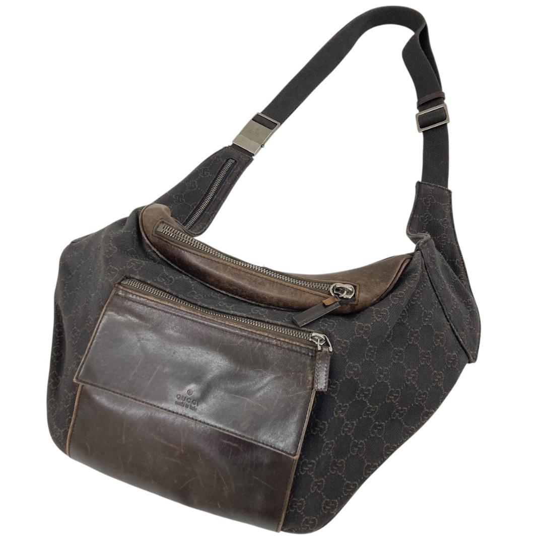 GUCCI グッチ ボディバッグ GGキャンバス レザー 101679 茶系