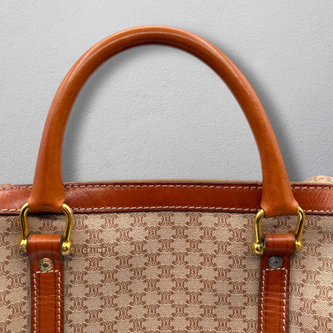 【ヴィンテージ】セリーヌ マカダム柄 ベージュ ボストンバッグ ハンドバッグ