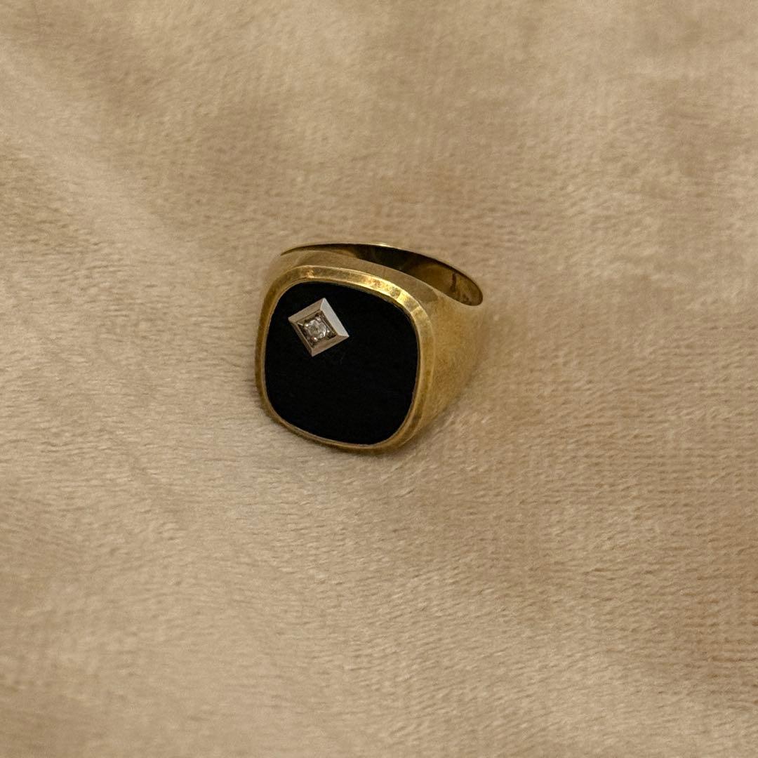 333刻印ゴールドオニキスダイヤモンドリング　ストリートHIPHOP21〜22号