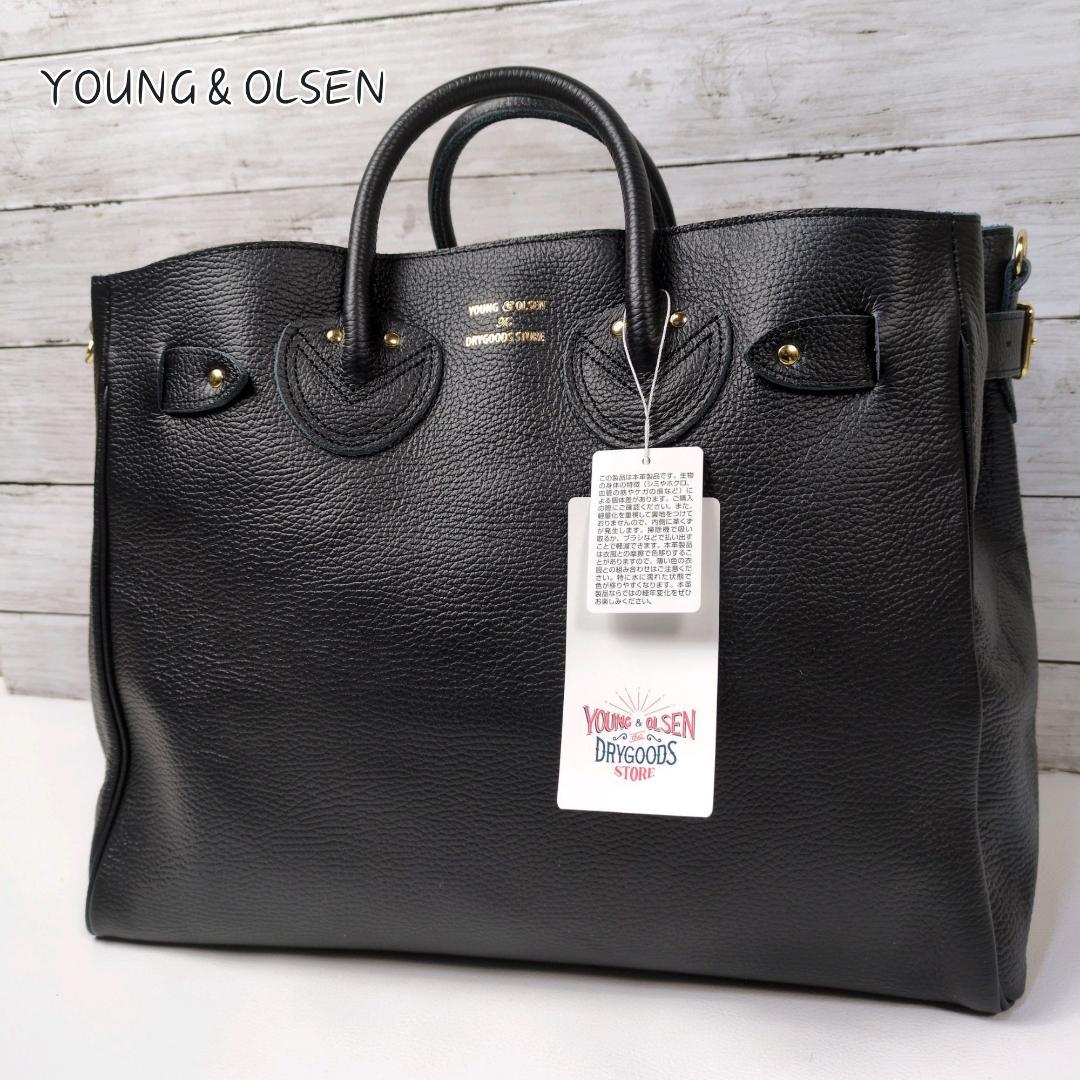 未使用 ヤングアンドオルセン エンボス レザー ベルテッド トートバッグ M