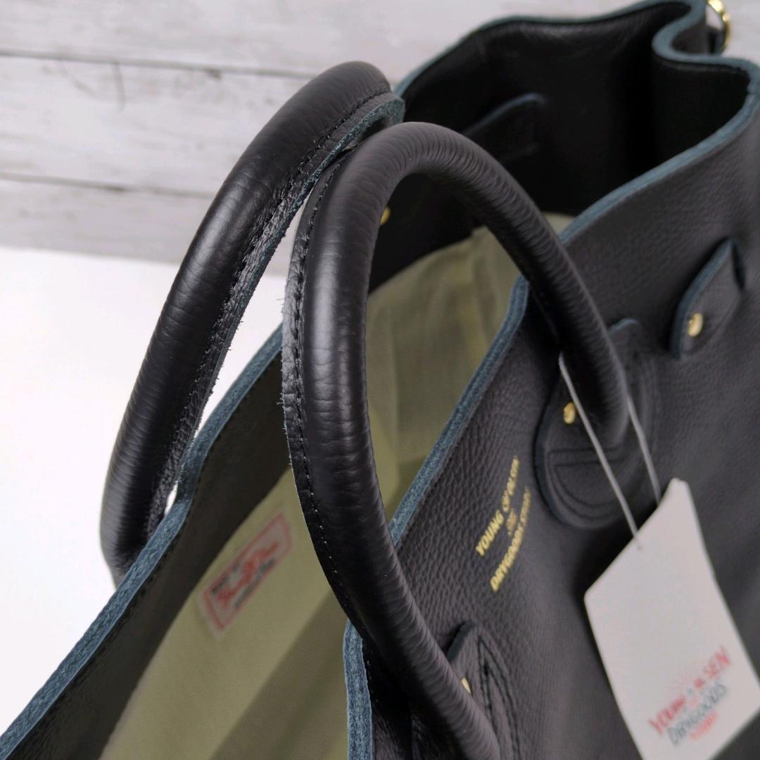 未使用 ヤングアンドオルセン エンボス レザー ベルテッド トートバッグ M