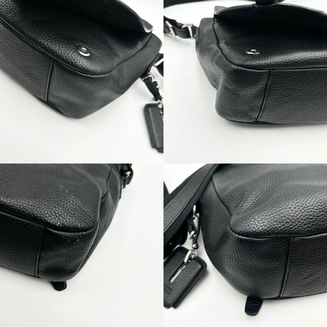 希少✨ ヒューゴボス メッセンジャーバッグ A4収納可 シボ革 ブラック ロゴ