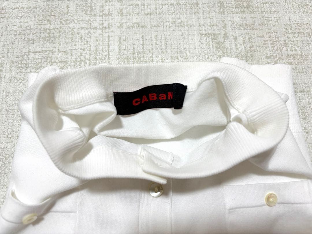 【美品】CABaN ファインポリエステル ハーフスリーブポケットカーディガン