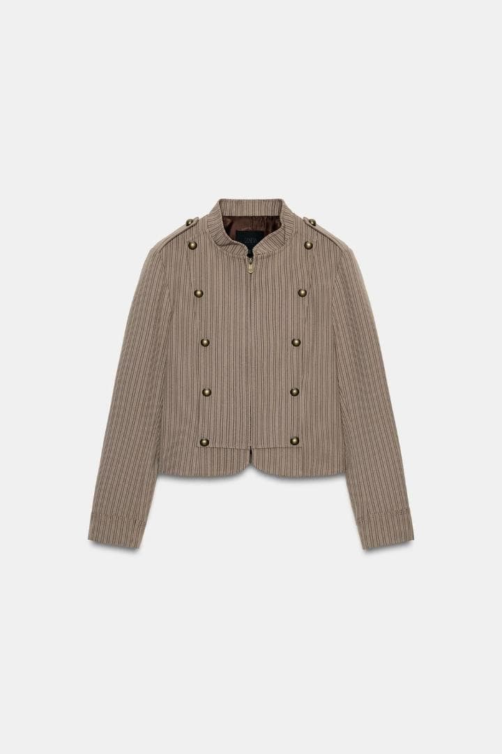 【ZARA】 ストライプ柄フィットブレザー M