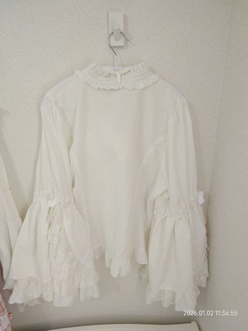 DearMyLove フリルハイネックレースリボンプリンセスブラウス