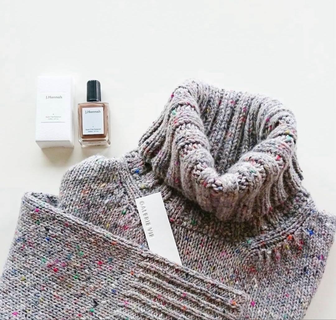 ギャルリーヴィー ファインウールタートルネックニット ライトグレー