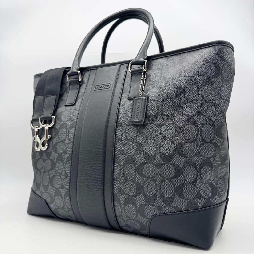 【極美品】コーチ 2way トートバッグ 大容量 ビジネス レザー ブラック