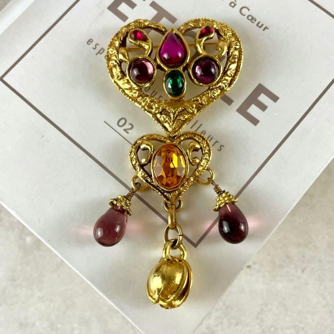 Christian Lacroix ヴィンテージ ハートマルチカラー　ブローチ