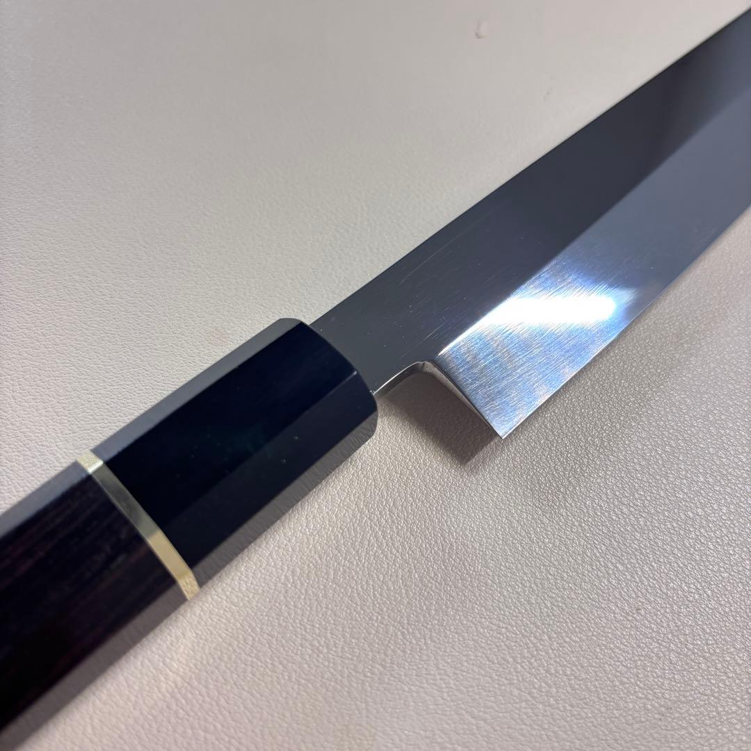 270mm 切付柳刃包丁 鏡面　黒檀黒水牛八角柄 刺身包丁 【全鋼】'ᗤ