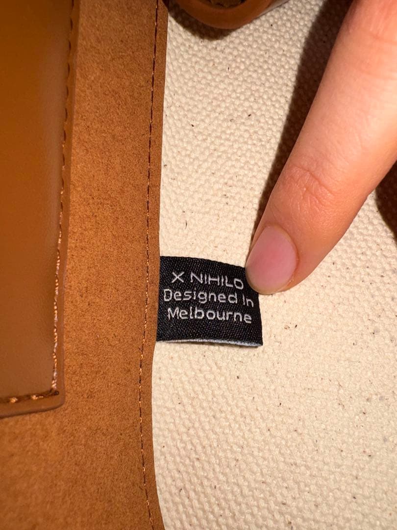 XNIHILO ハンドバッグ ショルダーバッグ コットンキャンバス ナッパレザー