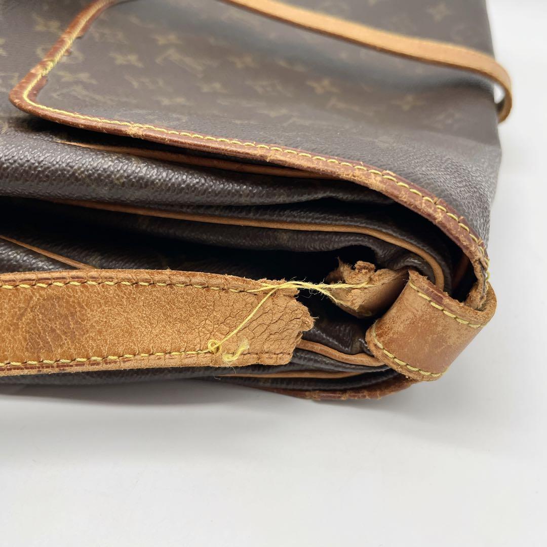 ルイヴィトン ソミュール 35 モノグラム ショルダーバッグ ショルダー千切れ有