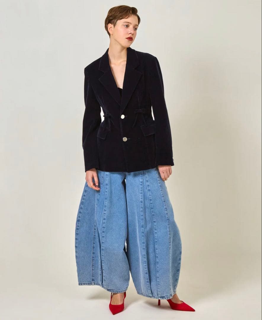 ジャケット・アウター RIBBON VELVET JACKET POPPY