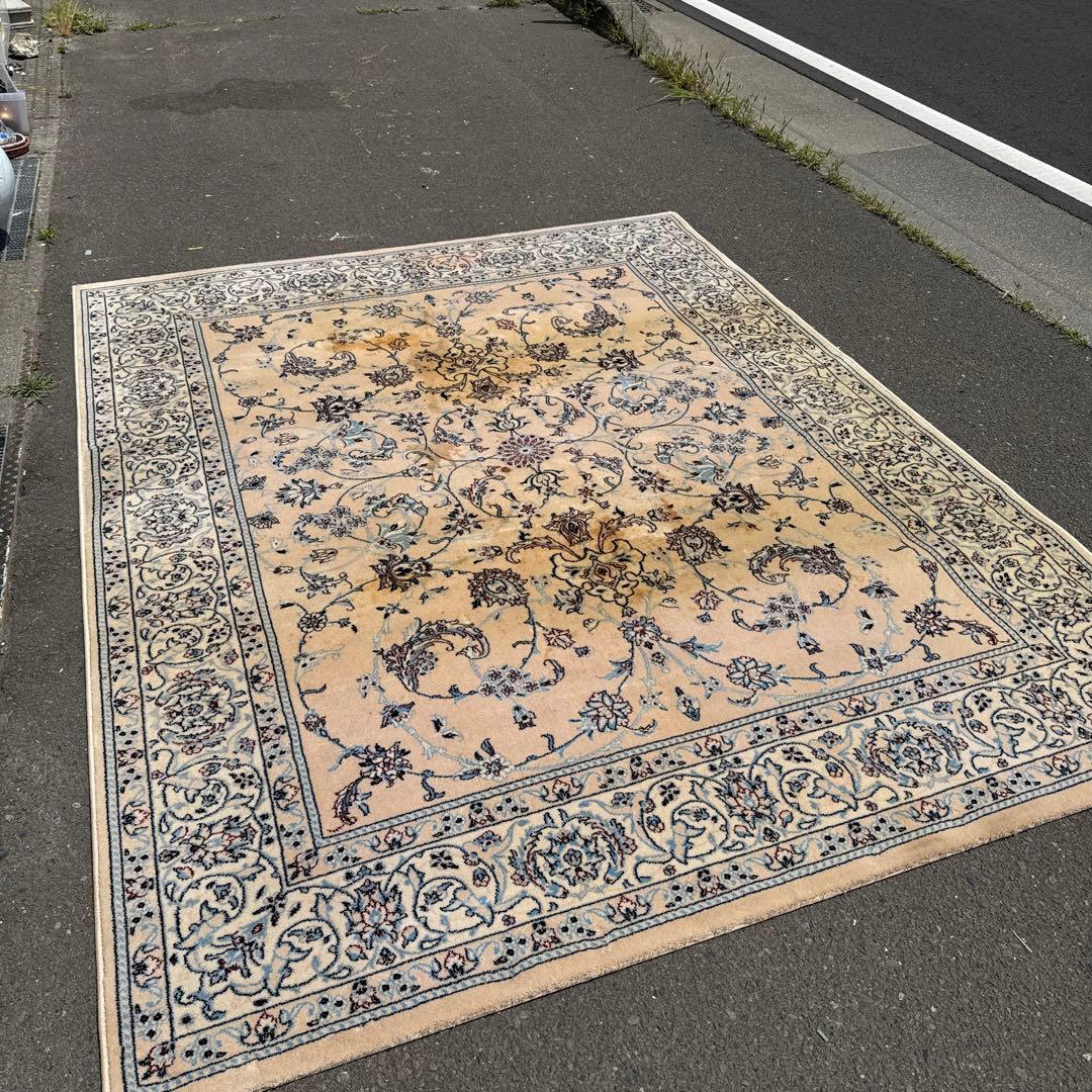 イラン製ウールラグ 200x250 cm ベージュ